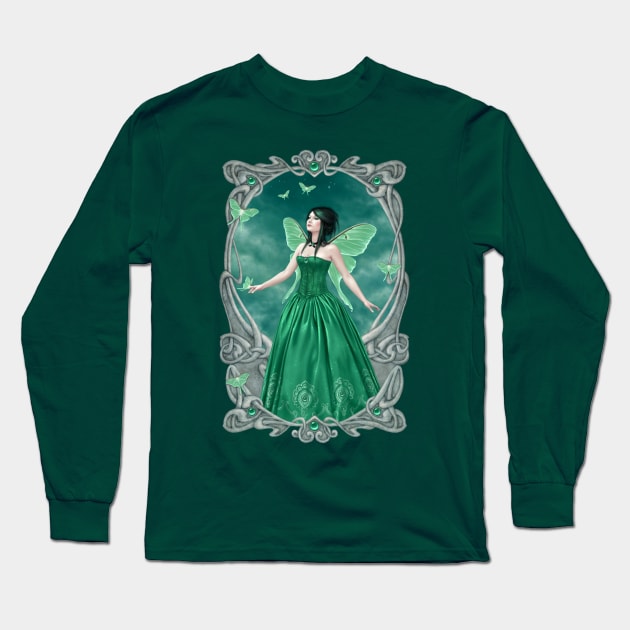 Emerald Birthstone Fairy Long Sleeve T-Shirt by silverstars